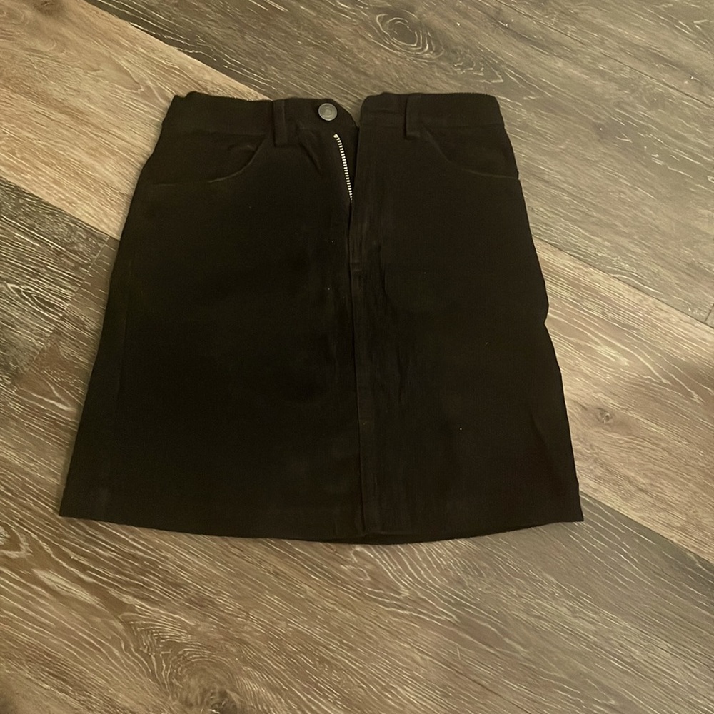 Black velvet mini skirt